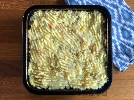 Bison Shepherd’s Pie with Sweet Potato + Vegetables