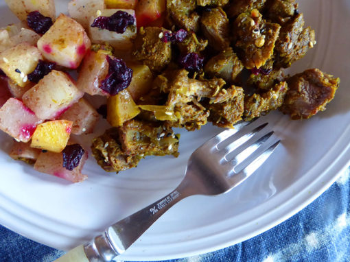 Braised Lamb with Root Vegetable Medley + Beet Raisins