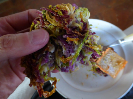 Sweet Potato + Brussels Sprout Latke with Crispy Salmon